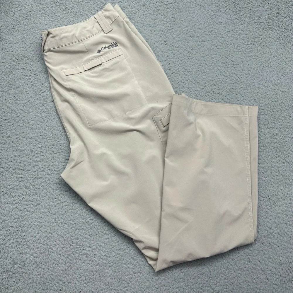 Columbia PFG XM3629 Mens Size 36W 30L Beige Cropped Cargo Fishing Outdoors Pants